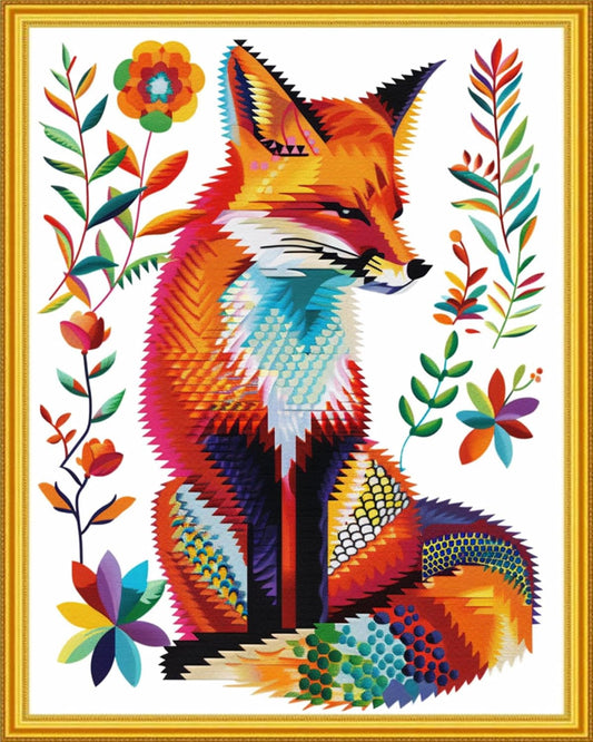 Magxvouy Cross Stitch Kits Stamped Full Range of Embroidery Kits,Cross Stitch Patterns Needlework Kits for Beginners 11CT Printed Kits&Colorful Fox 16x20 inch
