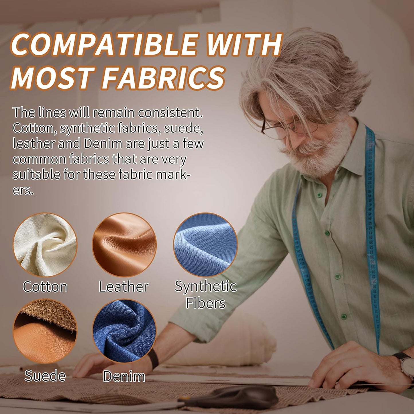 (3-pack) Fabric Chalk Markers -Erase Tailor’s Chalk for Quilting and Sewing - Compatible with Most Fabrics - With Dosing Wheel Technology, Red, Blue, White