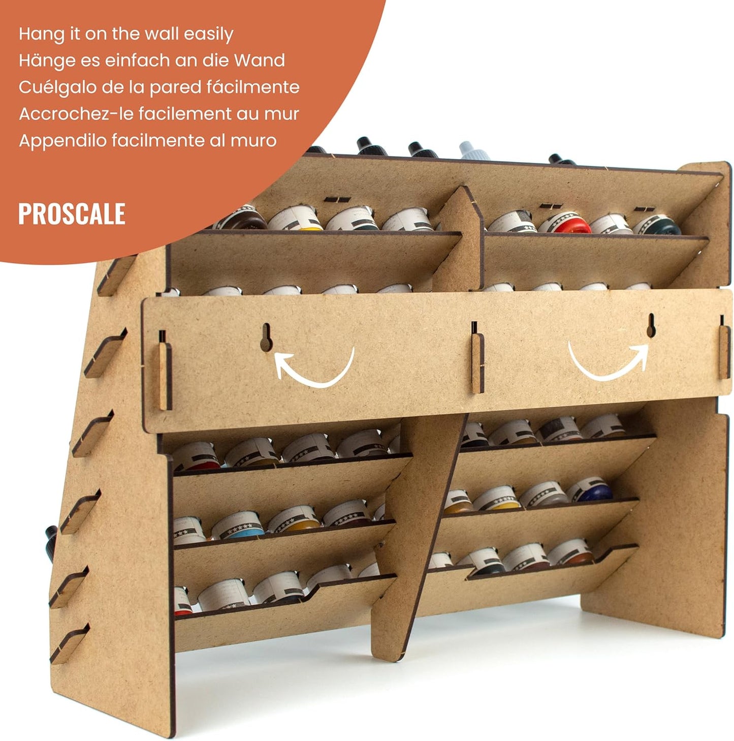 Paint Rack for model paints. Hobby craft Vallejo Tamiya Army compatible wall paint rack stand holder organiser storage for miniature warhammer art artists (26 mm)