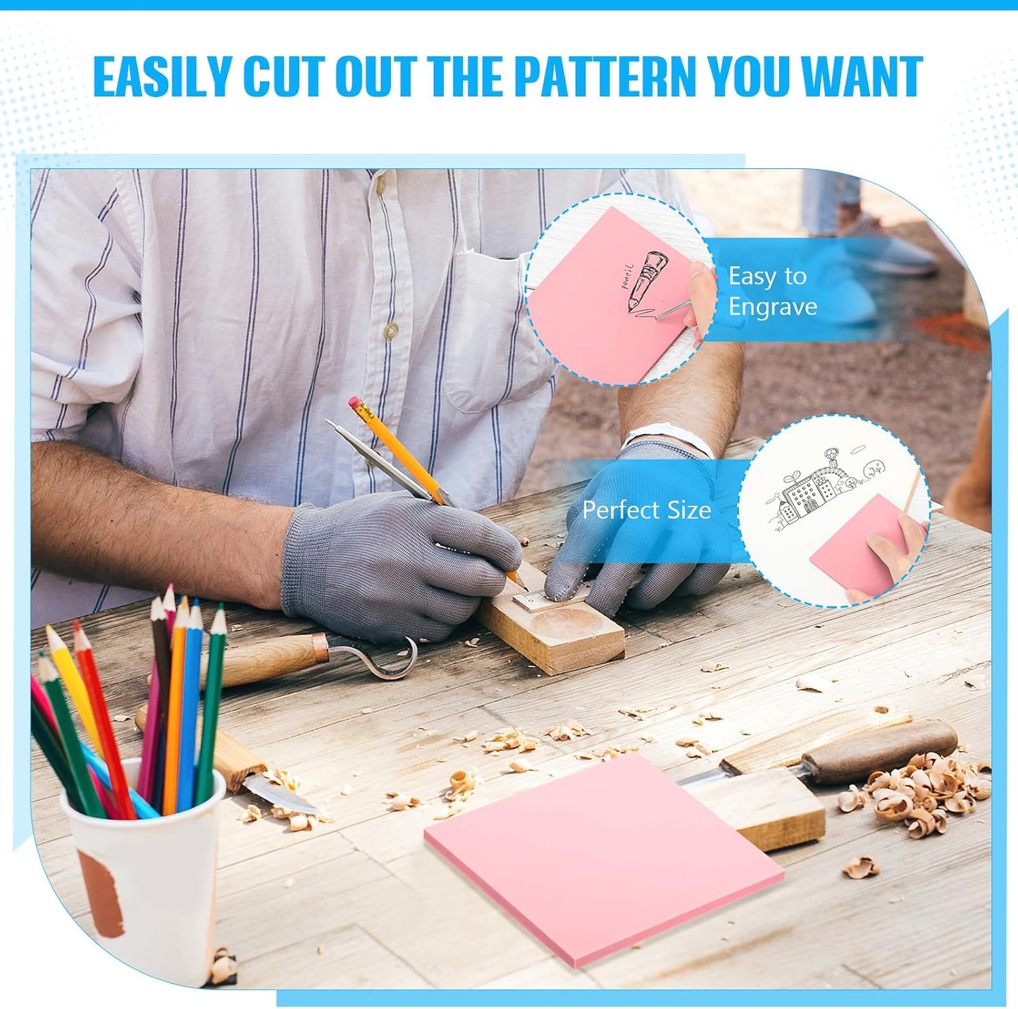 24 Pcs 2" x2" Pink Rubber Art Soft Linoleum Carving Block, Rubber Crafts Linocut Block for Printmaking,DIY Crafting Stamp Carving Block