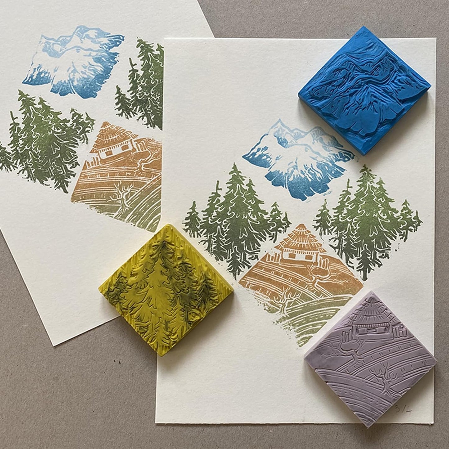 PATIKIL 24Pcs 2" Rubber Carving Blocks, Soft Linoleum Art Carving Block Round Crafts Stamp Making for Printmaking Stamps Carving Supplies, Green