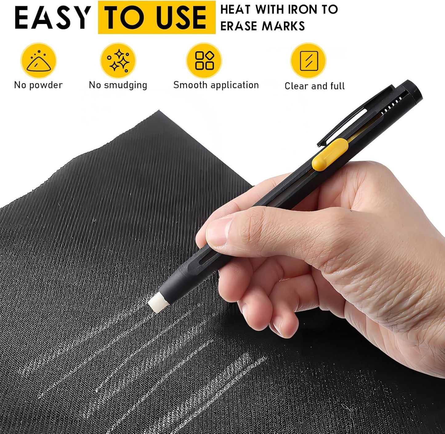 Sewing Heat Erasable Fabric Markers, Washable, Heat Erasable Pens for Fabric, Sewing Chalk DIY Markers for Quilting, Embroidery, Suitable for Cotton, Knitted Fabrics (1 Pen + 20 Refills)