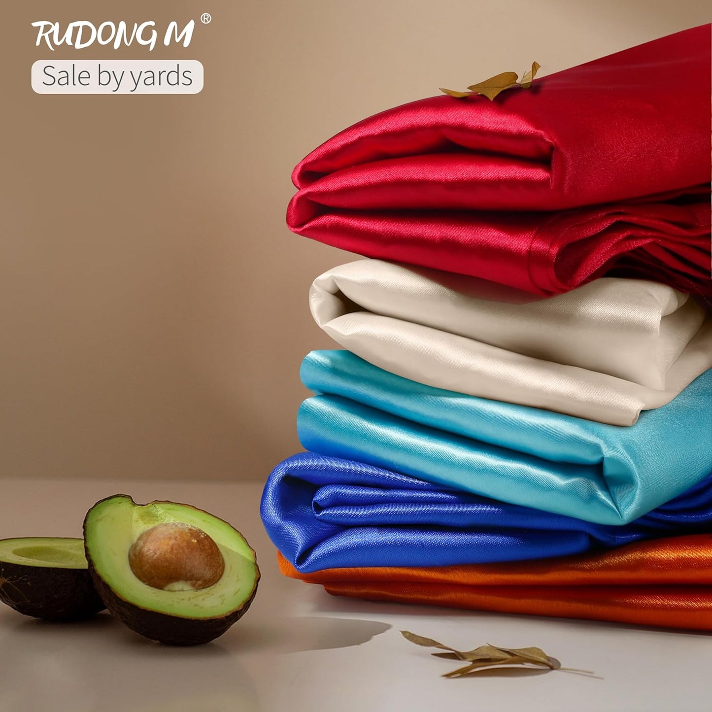 RUDONG M Beige Satin Fabric by The Yard, 3 Yard x 60 Inch Wide Silky Charmeuse Satin Fabric, Soft Satin Fabric for Wedding Decorations, Bridal Dress, Sewing, Accessories, DIY Crafts