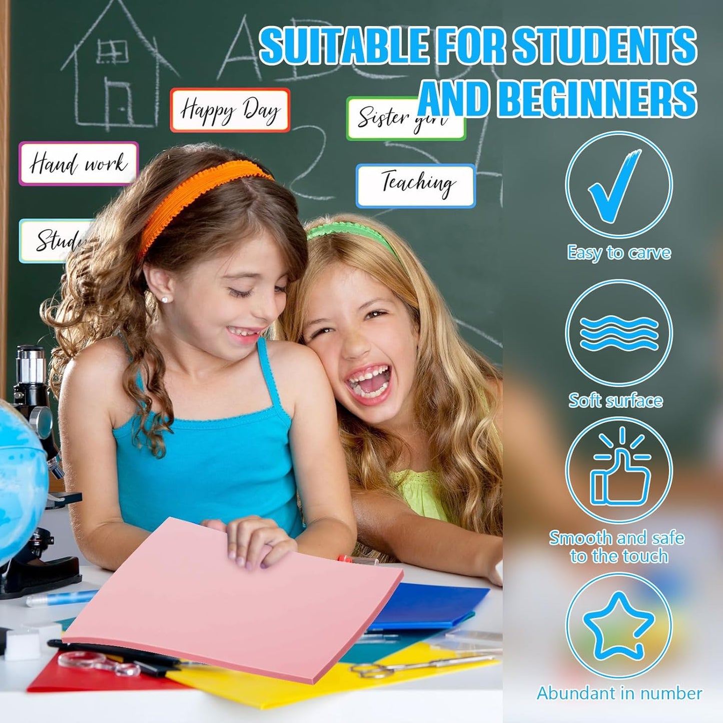 4 Pcs 4" x6“ Pink Rubber Art Soft Linoleum Carving Block, Rubber Crafts Linocut Block for Printmaking,Stamp Carving Block