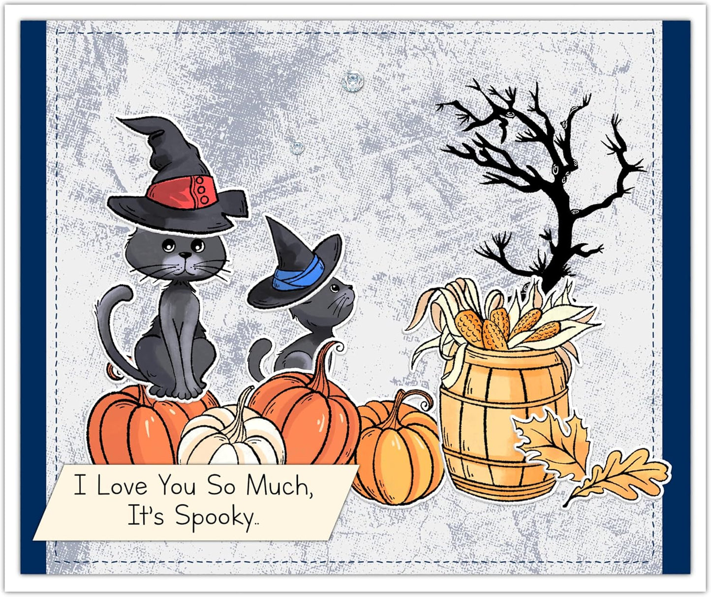 Halloween Clear Silicone stampReusable Stamp with Pumpkins, Skulls, Bats, Santa Claus, and Holiday Designs. Used for Making Cards, scrapbooks, and DIY templates (Halloween Cat)