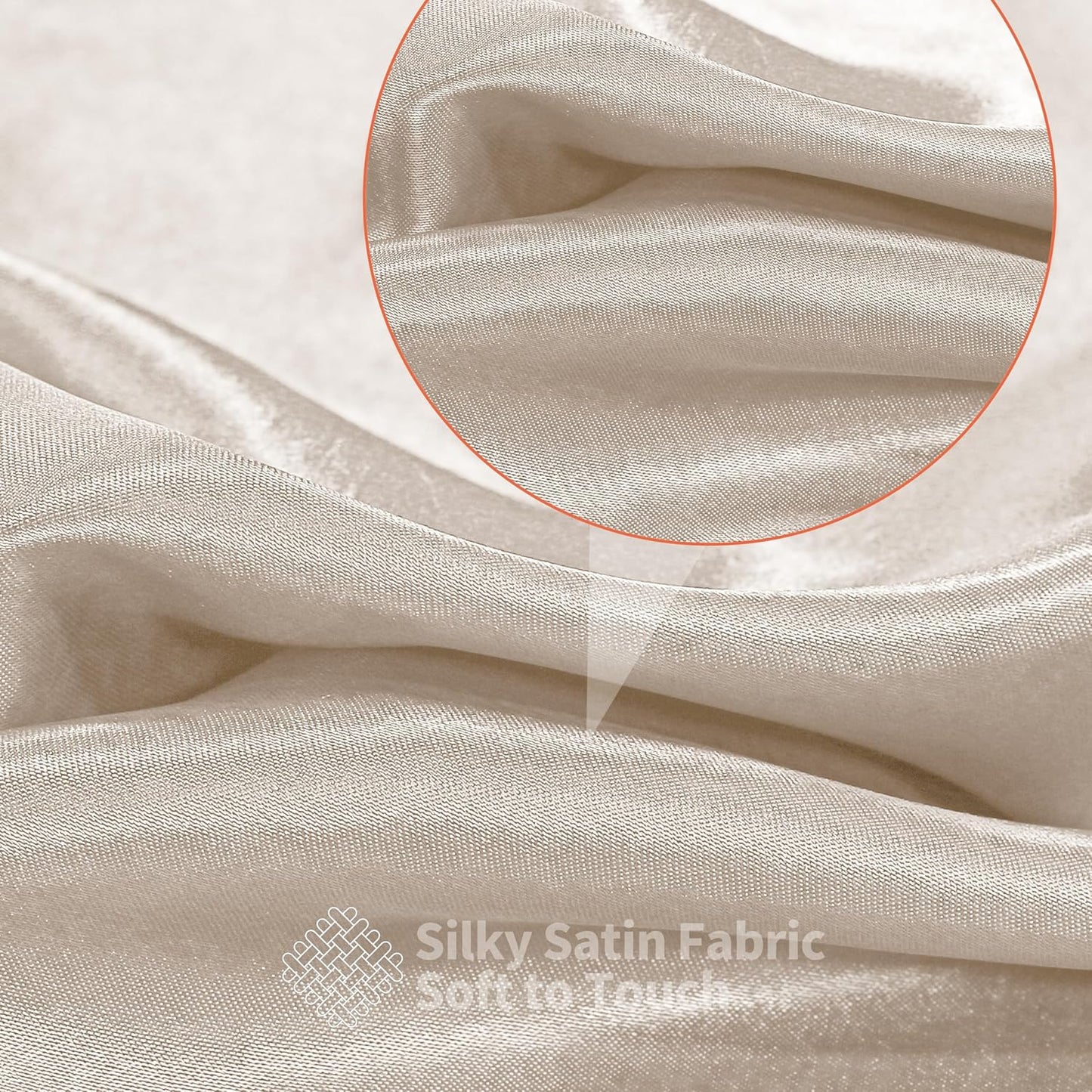 RUDONG M Beige Satin Fabric by The Yard, 3 Yard x 60 Inch Wide Silky Charmeuse Satin Fabric, Soft Satin Fabric for Wedding Decorations, Bridal Dress, Sewing, Accessories, DIY Crafts