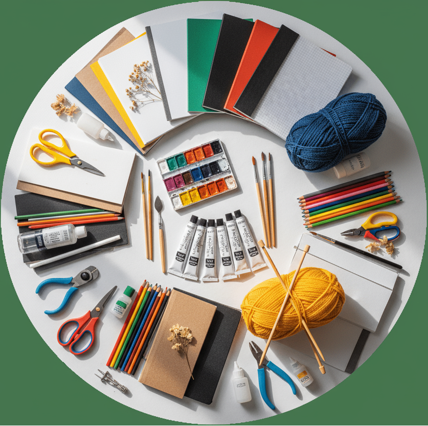 circle photo of hobby supplies, make a real photo